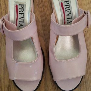 Previa pink low chunky heel shoes